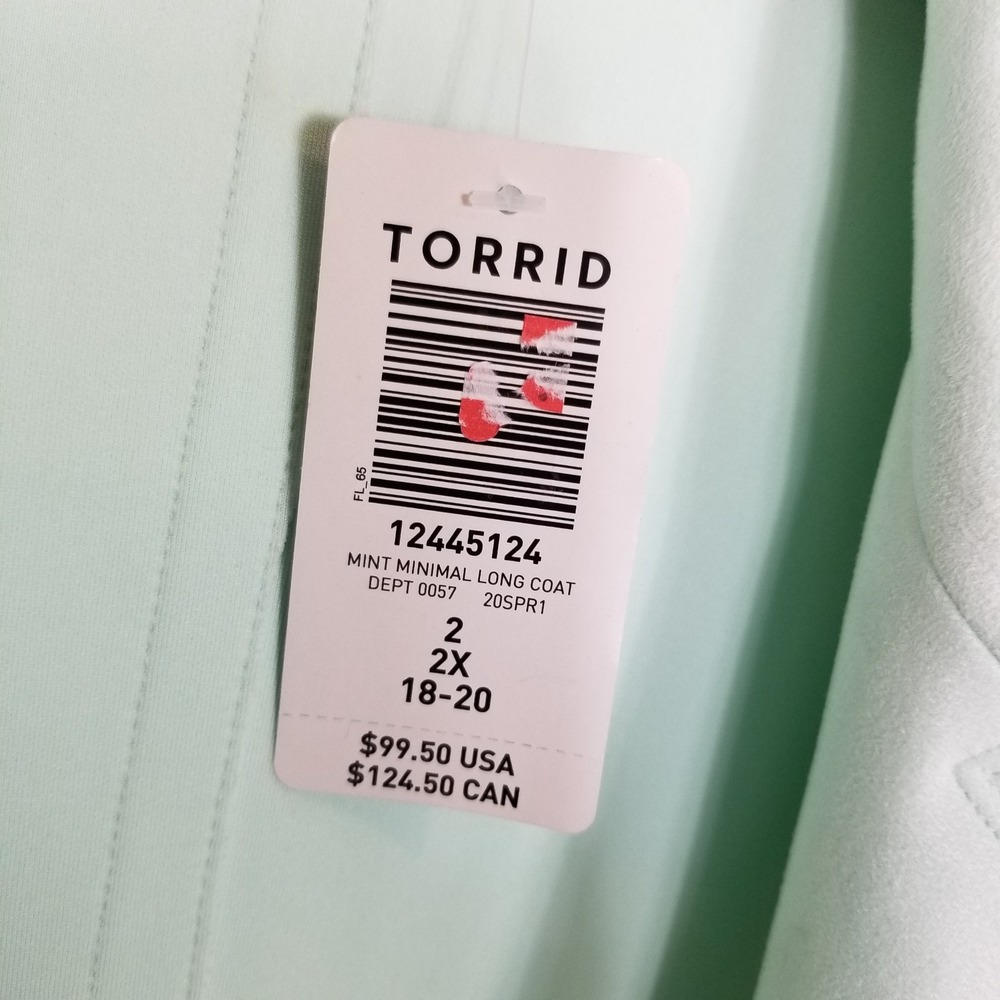 Torrid Mint Green Faux Suede Longline Jacket Sz 2X Open Front - Picture 8 of 10